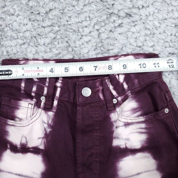 PacSun Eco Raspberry Tie Dye High Waisted Straight Leg Jeans Size 22 Purple Crop - Picture 8 of 11